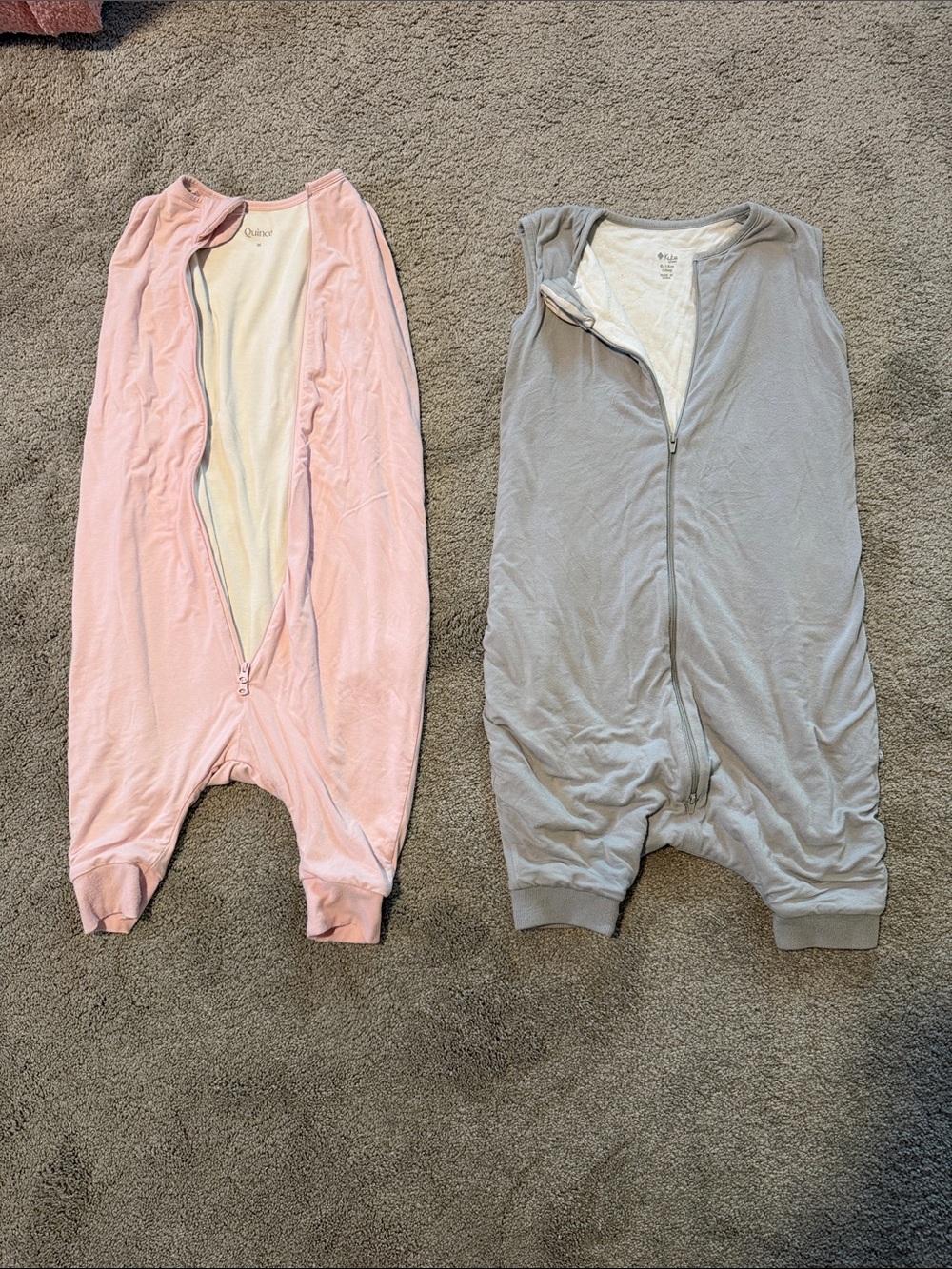 Cozy Zippered Kids Footie Sleepsuit in Pink and Gray